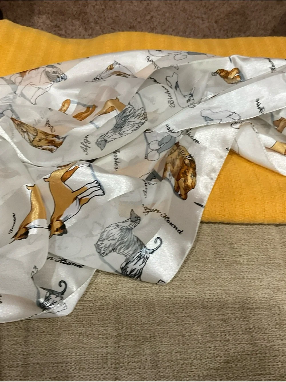Sheer White Stripe Dog Scarf Women's Hair Head Wrap Boxer Pug Shih Tzu Poodle